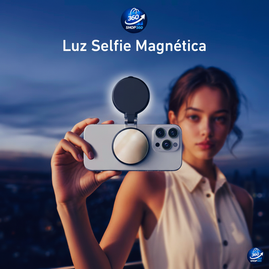 Luz LED Selfie Magnética 360° con Espejo para Celular
